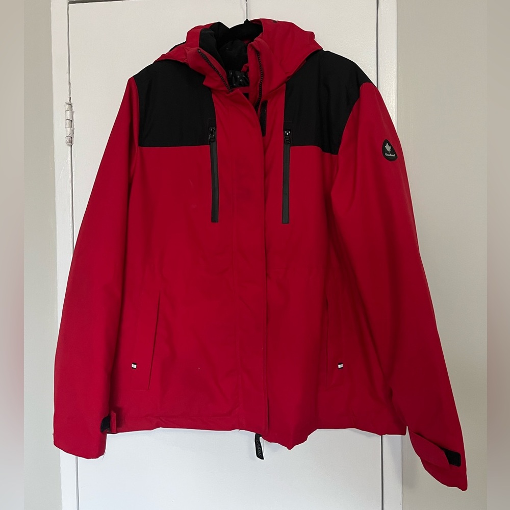 Canadiana Red and Black Hooded Shell Jacket